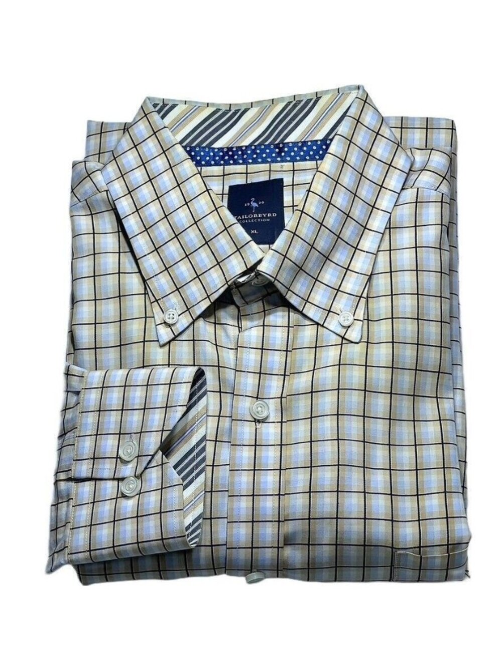 Tailor Byrd COLLECTION Mens XL Button-Down Long-Sleeve Plaid Shirt